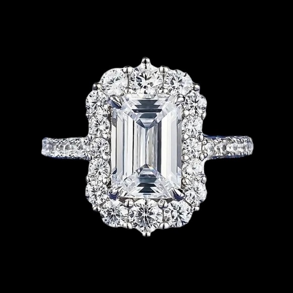 🎁 Diamond Emerald Cut Gorgeous Ring Size 6 - Picture 5 of 10